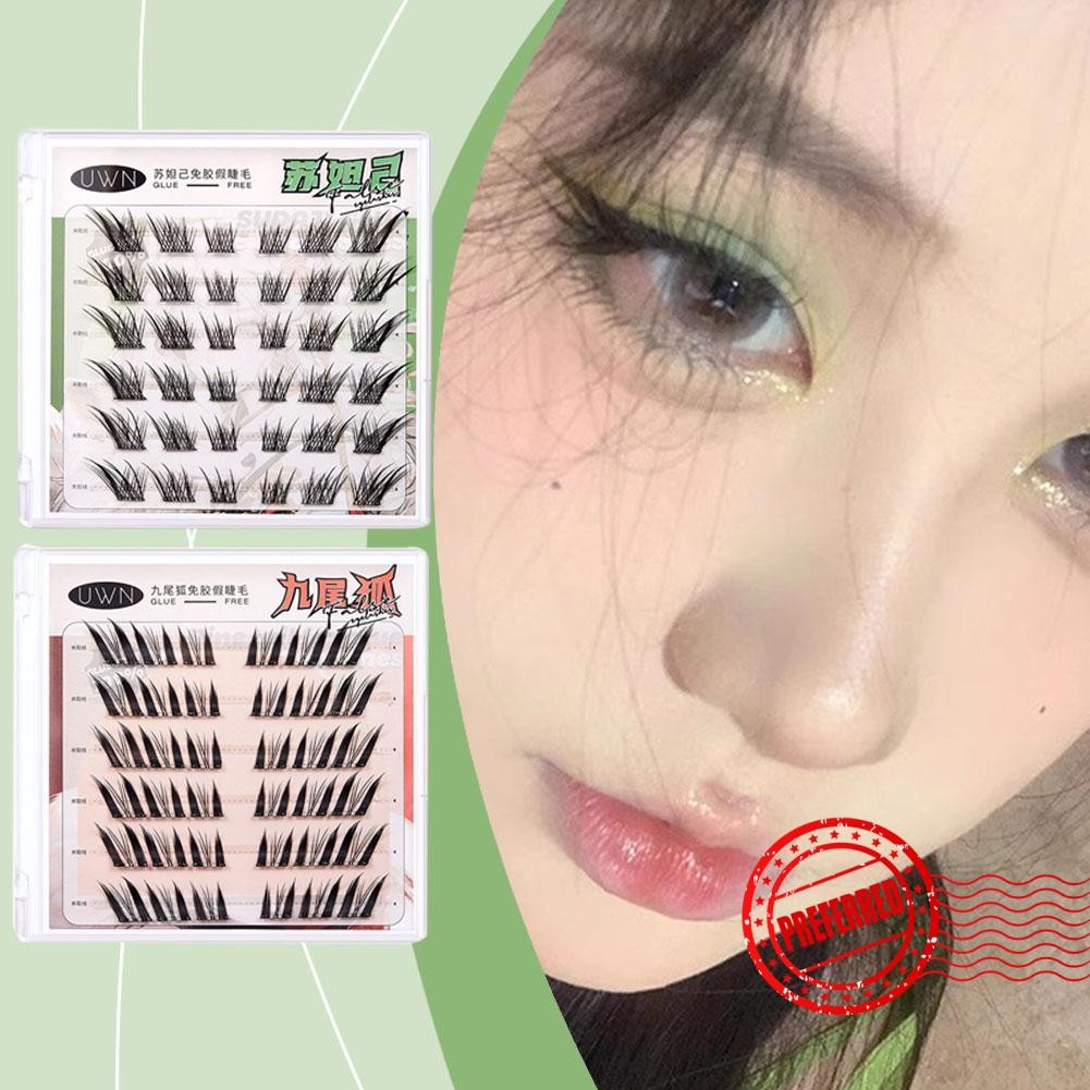 Uwn Fox Style Glueless ขนตาปลอมเหมาะสําหรับผู้เริ่มต้นกาวฟรีหนาขี้เกียจปลอม T8c9