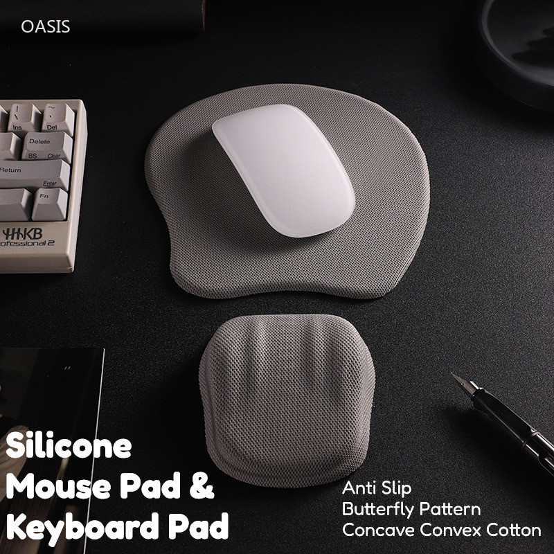 สีทึบหนาเว้านูนผ้าฝ้ายผีเสื้อแบบข้อมือส่วนที่เหลือแผ่นรองเมาส์กันลื่นสบายข้อมือสนับสนุนที่วางฝ่ามือ