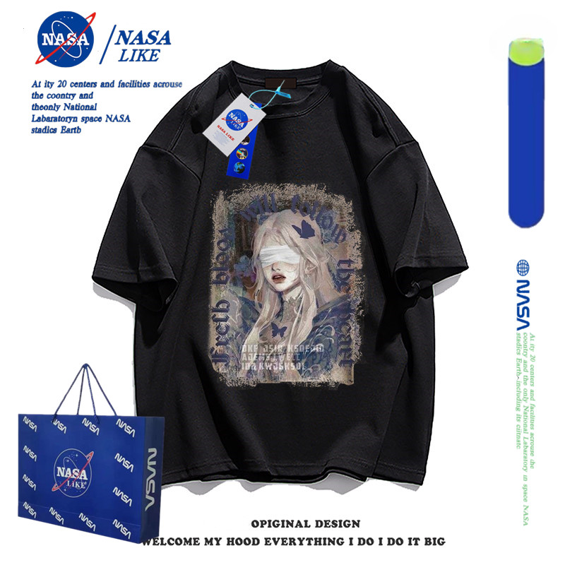 Nas ใหม่ผ้าฝ้าย 100% พิมพ์สบายๆผู้ชายและผู้หญิงเสื้อยืดแขนสั้นหลวมหลวมด้านบน