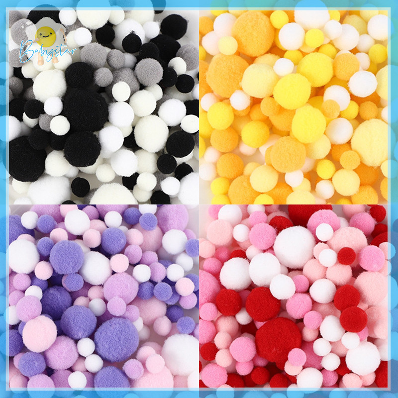 [InthehotT] 130 ชิ้น Macaron สีสันไล่โทนสีลูกขน 1 ถึง 3 ซม.Popones DIY Craft ตกแต่งงานแต่งงานของเล่นหมวกผ้าพันคออุปกรณ์ตกแต่ง [ใหม่]