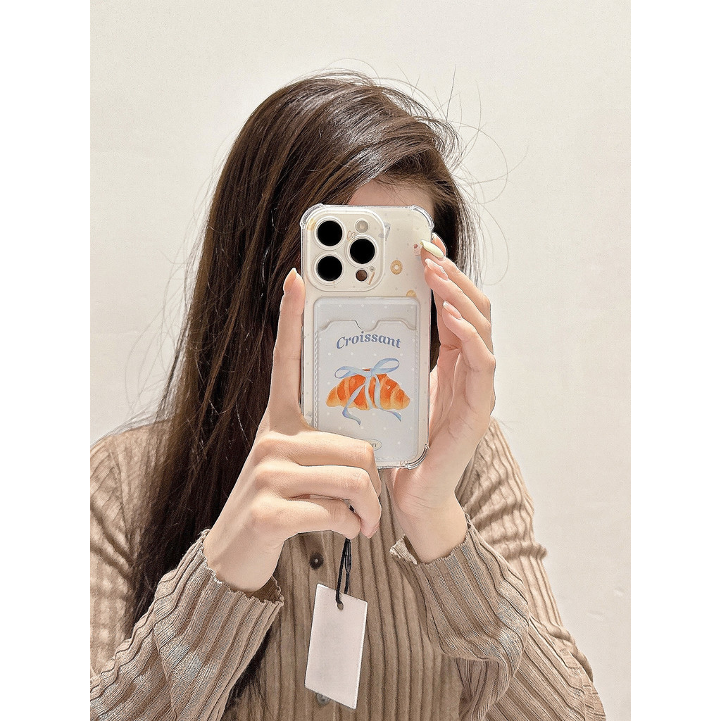 Croissant blue bow Soft Case HP Xiaomi 14 Note 13 Pro POCO M6 5G X6 C65 F5 X5 Redmi A3 A2 10s 8 9 11