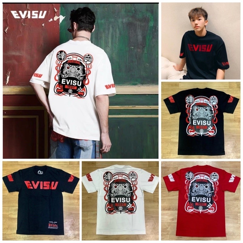 เสื้อคอกลมevisuอีวิสุ พิมพ์สวยงานhi-end Evisu M S-5XL oversize เซ็กซี่ ชีฟอง หลวม