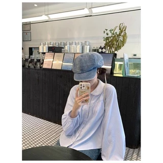 Shayne💛เสื้อเชิ้ต แขนยาว แถบ แฟชั่นสไตล์เรียบง่าย เวอร์ชั่นเกาหลี จัดส่งภายใน 24 ชั่วโมง