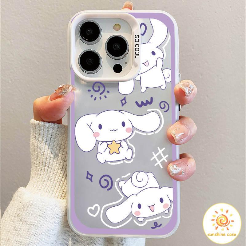 รูปการ์ตูนกระต่ายขาวน่ารัก สีสันสดใส เปลือกเงิน ไอโฟน11 For iPhone12 13 14 15Pro MAX X XS XR XS 6 7 8Plus SE2020เคสโทรศั