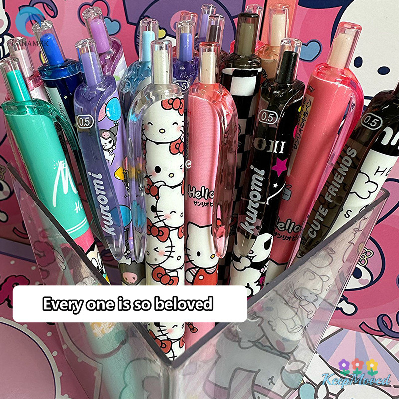 Keepmoving 6 ชิ้นน่ารัก Kuromi Hello Kitty ปากกาเจล 0.5 มม.สีดํา Quick Drying ปากกากด Sig ปากกาสําหรับโรงเรียนสํานักงานเครื่องเขียนอุปกรณ์ใหม่