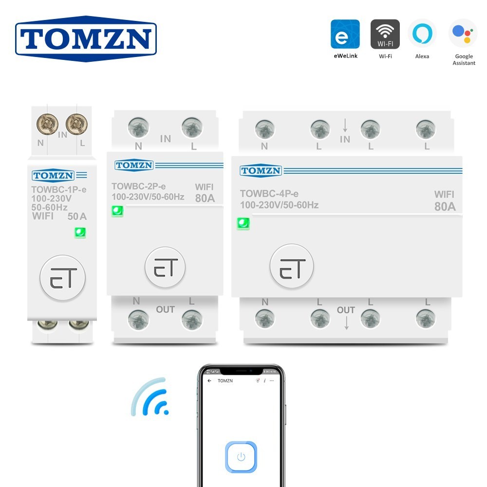 ☆Din Rail WIFI Circuit Breaker Smart Switch Remote Voice Control by Ewelink APP for Smart Home TOMZN