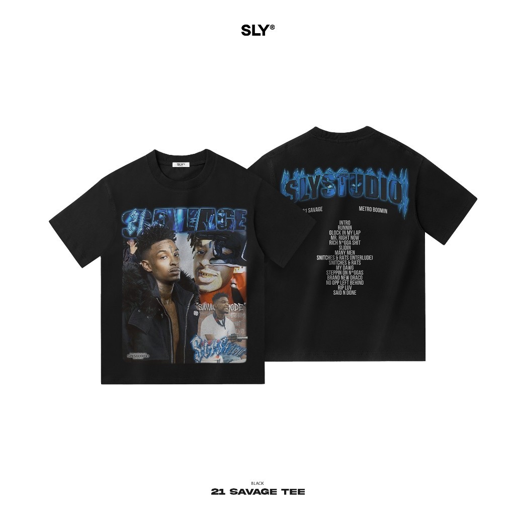 SLY 21 Savage Tee คอกลม สีดํา S-5XL