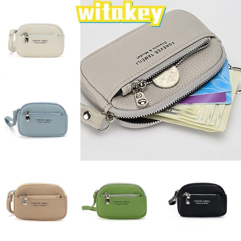 Witakey กระเป๋าใส่เหรียญ หนังนิ่ม กันน้ํา มีซิป ทนทาน สําหรับผู้หญิง