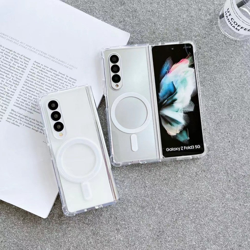 เคสแม่เหล็กชาร์จไร้สาย เคสใส กันกระแทก magnatic case สำหรับ SAMSUNG Z Flip6 Z fold6 Z flip4 Z fold4 Z Filp5 Z flod5 038