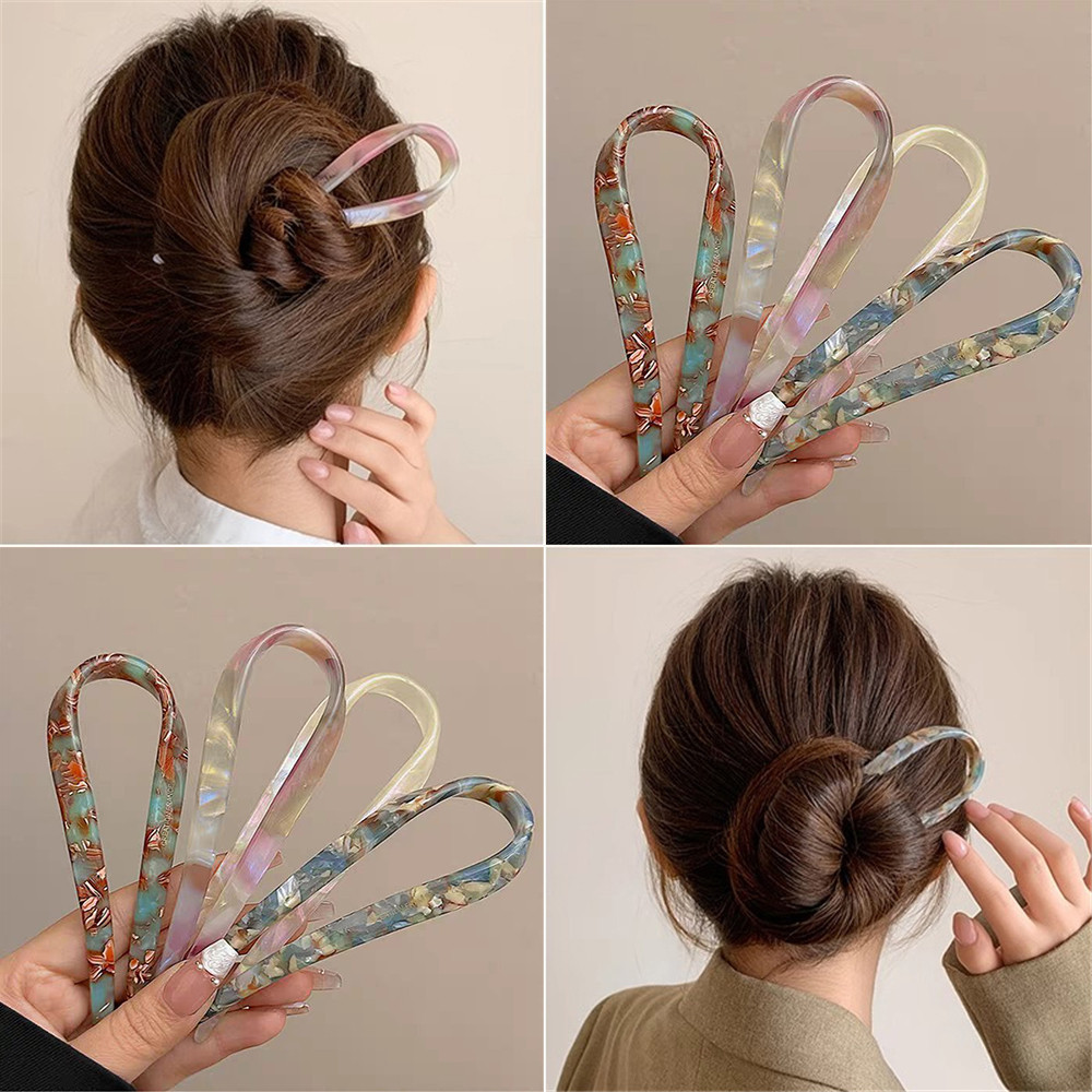 กิ๊บติดผมรูปตัวยูกรดอะซิติกอารมณ์สําหรับผู้หญิงกิ๊บด้านหลังศีรษะกี่เพ้าชม. อันฟู่กิ๊บเรียบง่ายสําหรับผู้หญิง