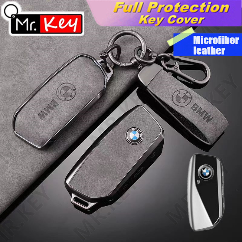 Mr.KeyMicrofiber เคสกุญแจหนังสําหรับ BMW 7 Series I5 I7 IX X1 X5 X6 X7 XM 2024 Key Shell