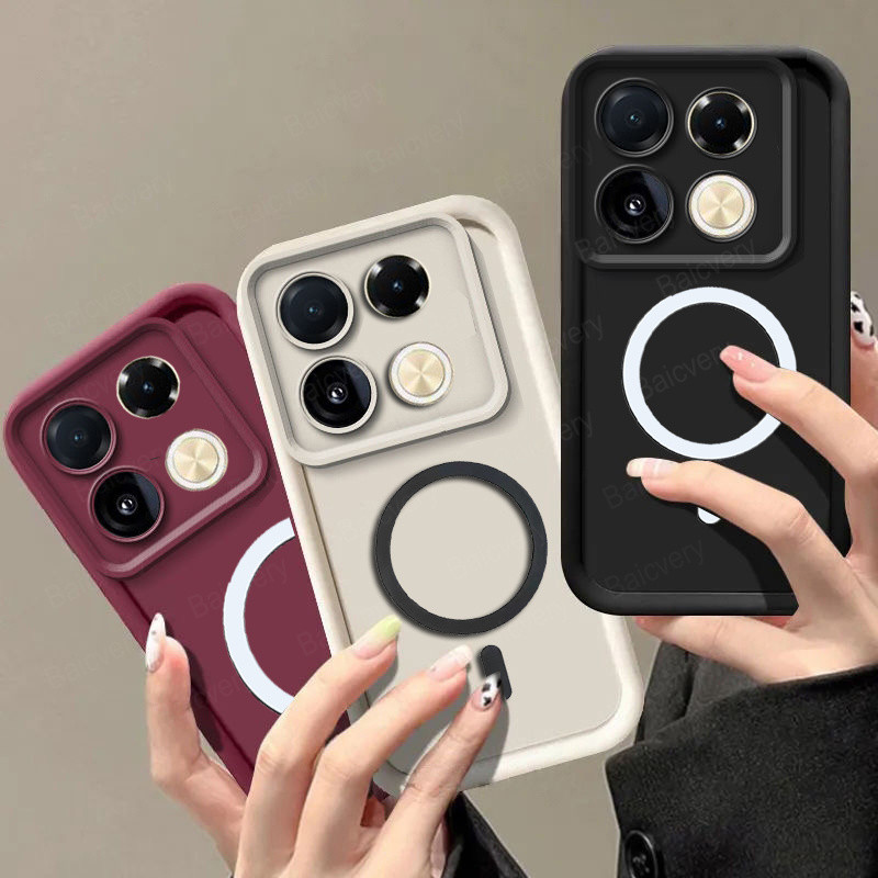 เคสโทรศัพท์ Infinix Note 30 VIP 40 Pro+ Plus 4G 5G พร้อมสติกเกอร์แม่เหล็กขอบฝาครอบป้องกัน TPU