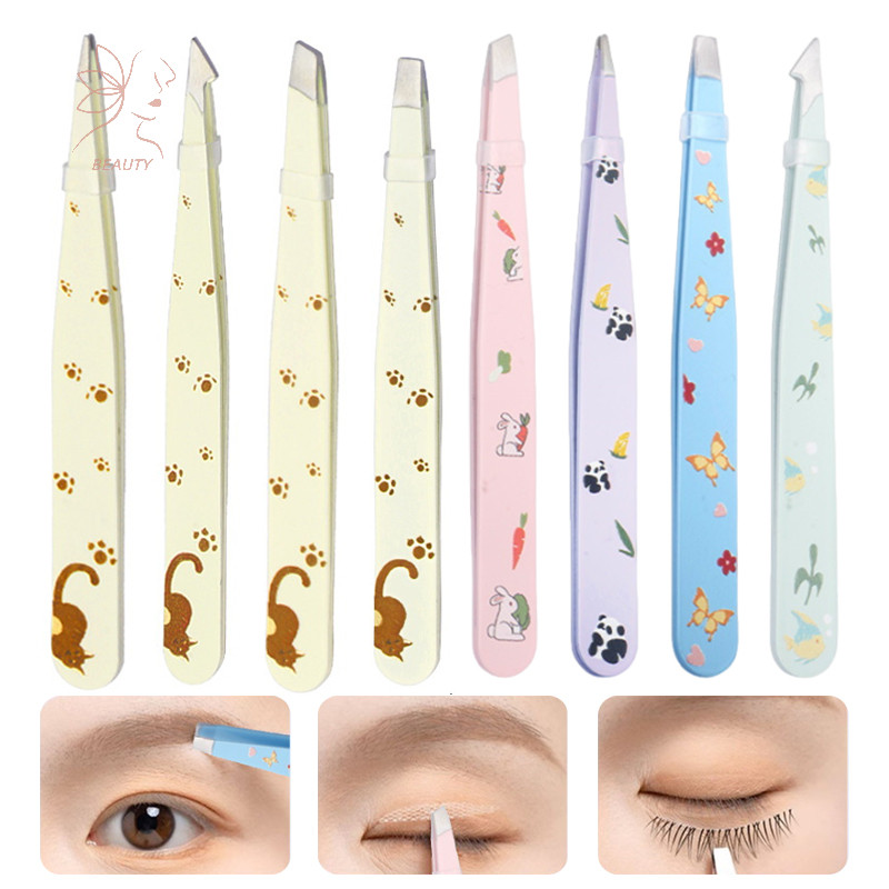 [maybeauty] แหนบคิ้วผมที่มีสีสันความงามผมปรับดึงสแตนเลสเอียงตาคิ้วคลิปกําจัดเครื่องมือแต่งหน้า {TH}