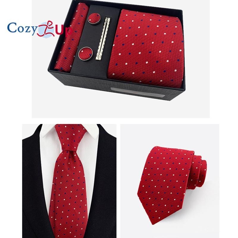 Cozy Up 5 ชิ้น Set Paisley Mens Tie รวม Tie Square Scarf Cuff Tie Clip Box