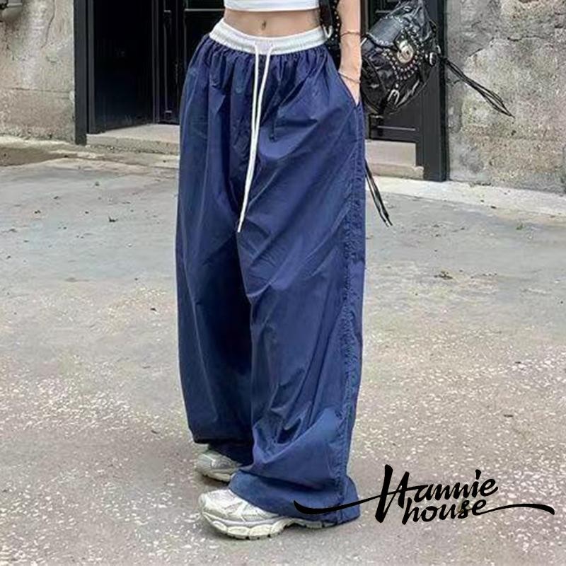 Hanie House- กางเกงขากว้างสีตัดกันสําหรับผู้หญิง