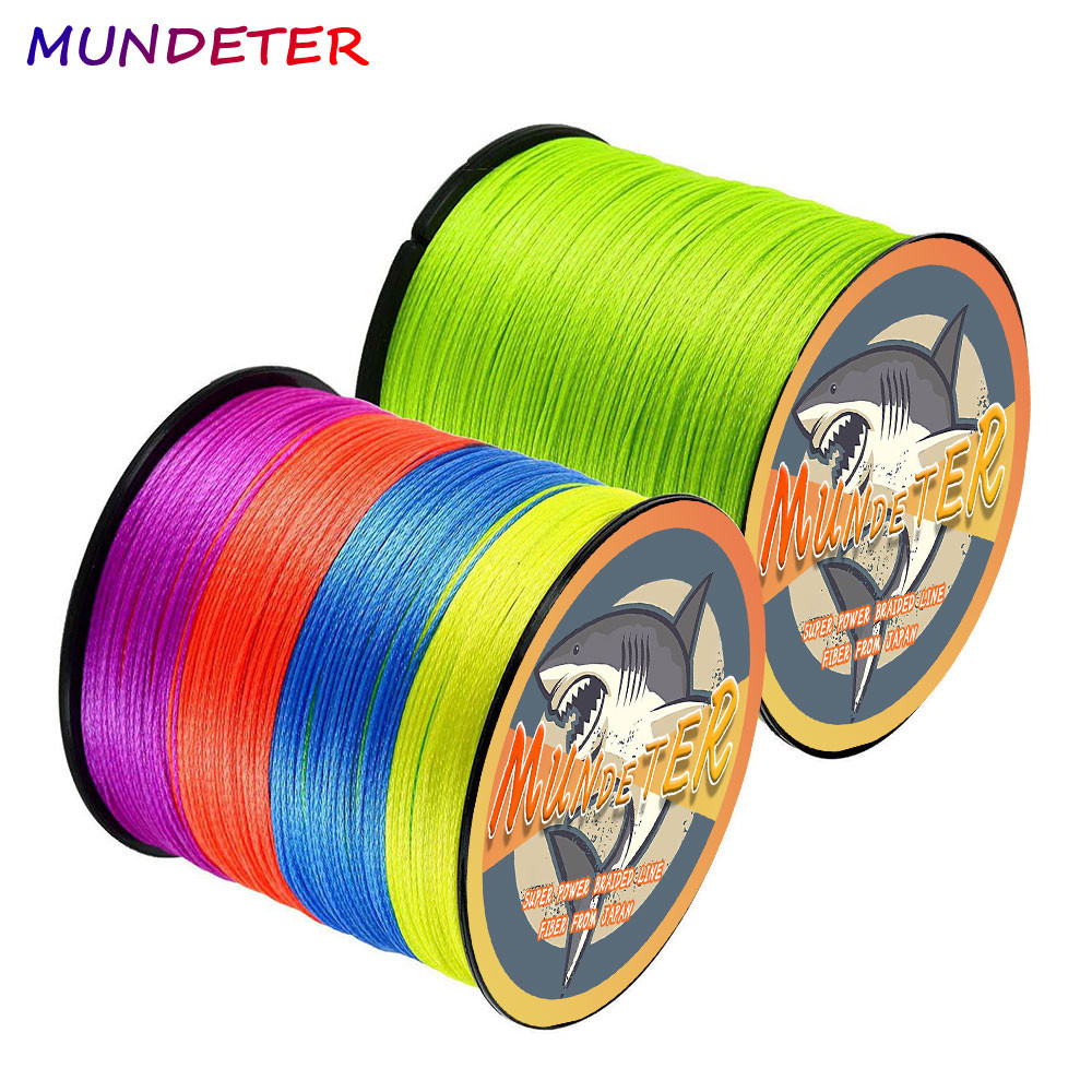 Mundeter 8/4เส้น1000เมตร500เมตร300เมตรสายการประมงถักเห็นทะเลน้ำเค็มปลาคาร์พสาน100% PE M ultifilament