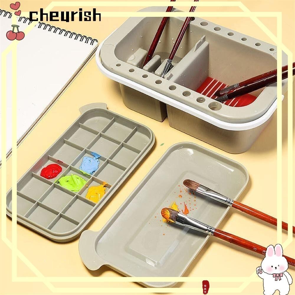 Cheurish เครื่องซักผ้าแปรงทาสี, อ่างล้างหน้าแปรงทาสีพลาสติก Palette, กล่องเม็ดสีที่ทนทาน 16 ที่ใส่แปรง แปรงสะอาดอ่างล้างหน้าสีน้ํา