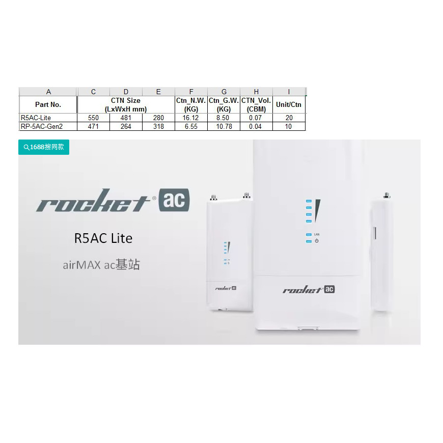 [สต๊อกพร้อม] Ubiquiti R5AC-LITE 5G Outdoor Wireless Net Bridge airmax Base Station การส่งสัญญาณระยะไกลพิเศษ AC Agreement 450M Rate XUOY
