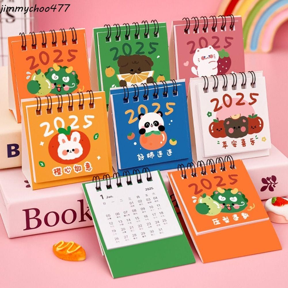 JIMMYCHOO 2025 Mini Calendar, Creative Cute Fruits Cartoon Mini Calendar, กระดาษหนา Portable To Do L