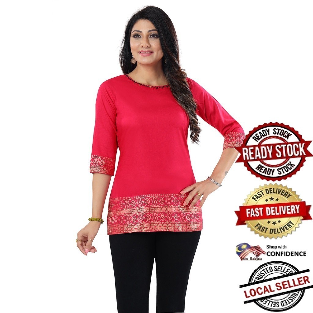 Kurti ผู้หญิงอินเดียใหม่ออกแบบผ้าฝ้าย kurti tops Indian ผู้หญิง kurtis พร้อมกางเกง kurti มุสลิม Kurt
