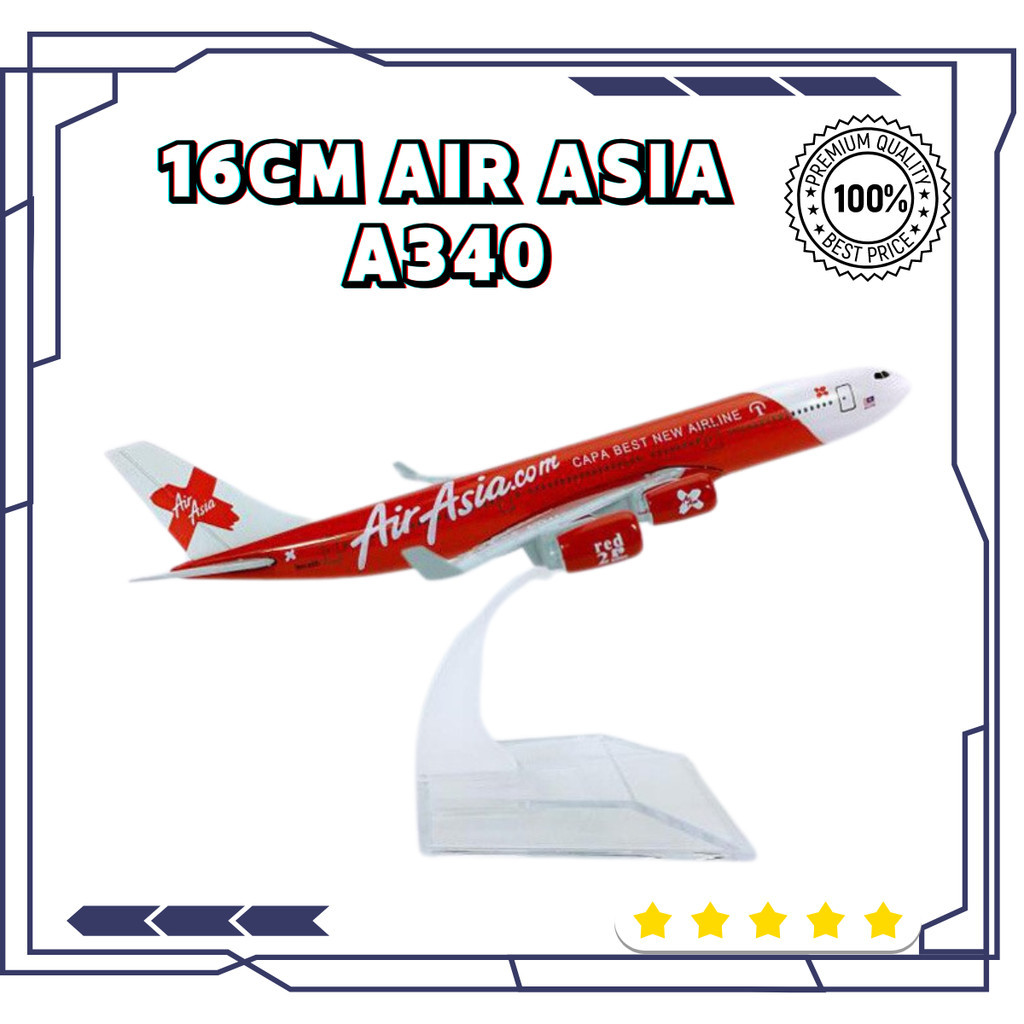 16 ซม.Air Asia Airlines Airbus A340 Scale 1:400 เครื่องบินโลหะจําลองDiecastสะสมจอแสดงผลเครื่องบินของ