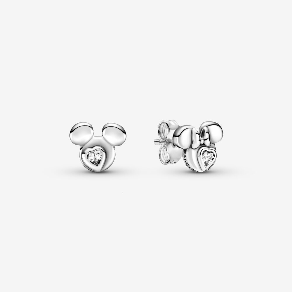 Spot goods925s ต่างหูสตั๊ดมิกกี้เมาส์และมินนี่เมาส์สีเงินจริง