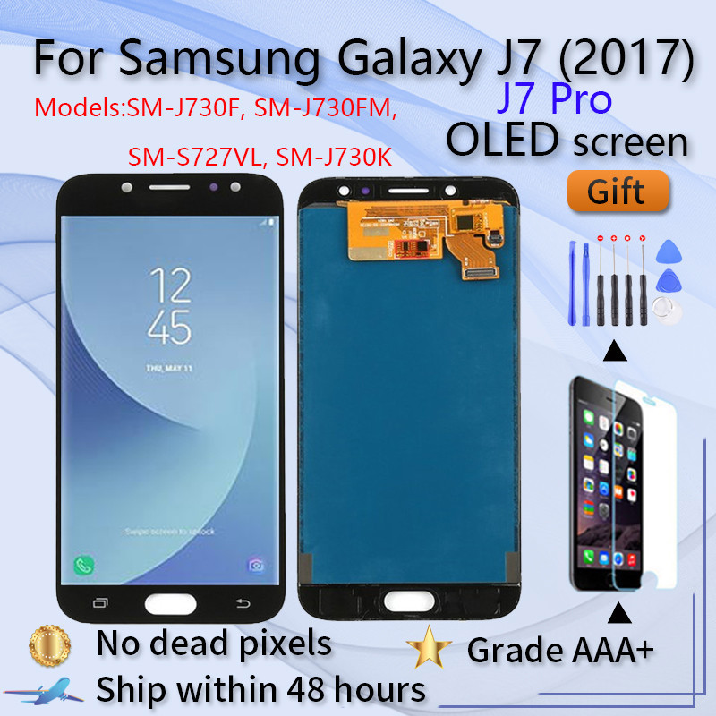 5.5 "Super Amoled LCD สําหรับ Samsung Galaxy J7 Pro j7 2017 จอแสดงผล j730g J730F จอแสดงผล LCD และ To