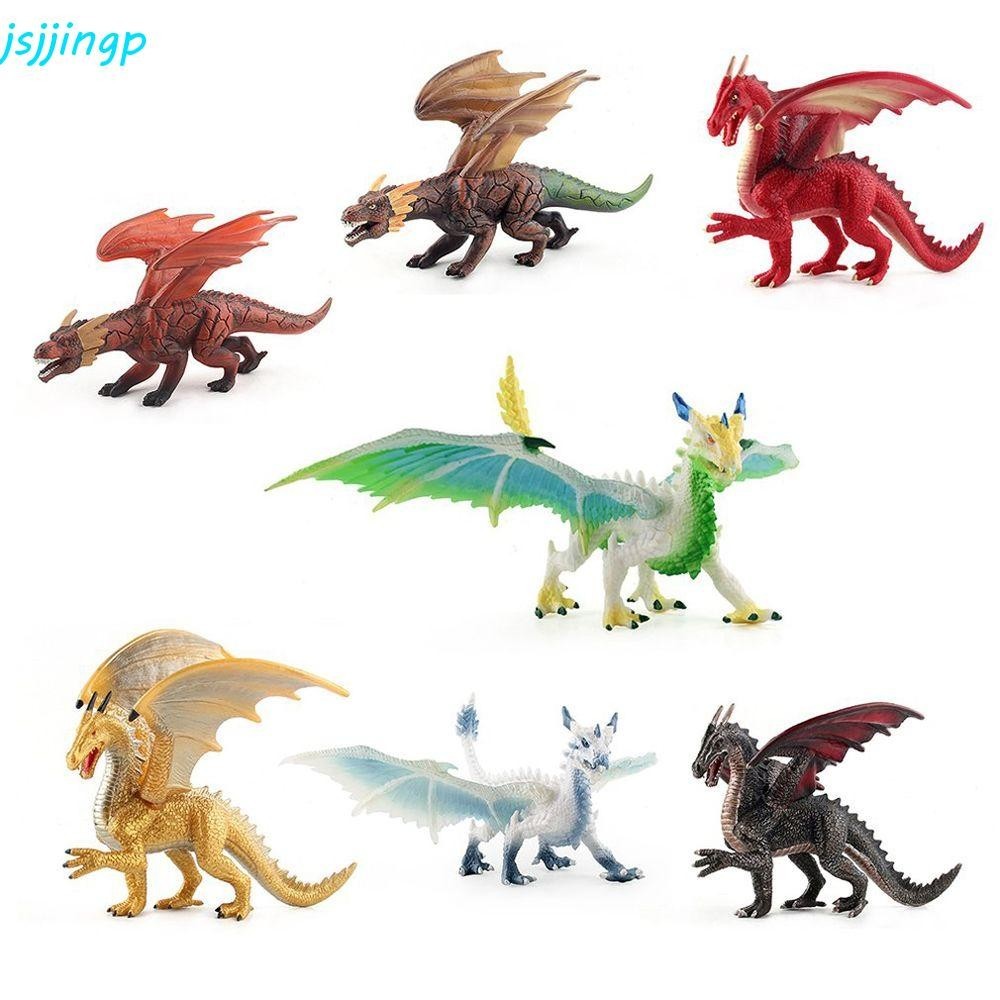 Jsjjingp Ice Dragons รูปของเล่นการศึกษา Pvc Lava Dragon Movable Figurine Collection ตุ๊กตามังกรของเล่นไดโนเสาร์