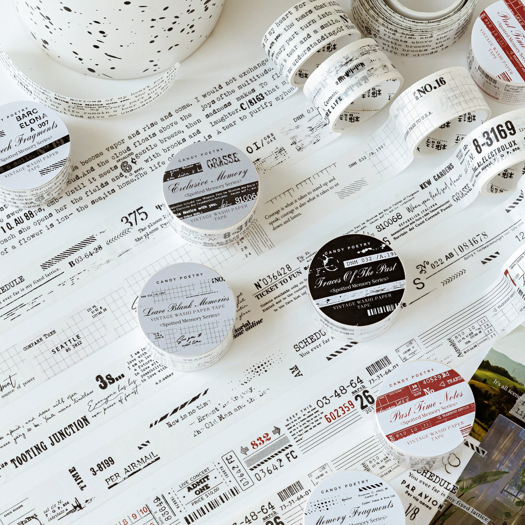 Journamm 20 มม.* 2 M Washi กระดาษเทปดิจิตอลภาษาอังกฤษ Theme Decor Junk Journal DIY Scrapbooking โรงเรียนอุปกรณ์ Collage เครื่องเขียนเทป