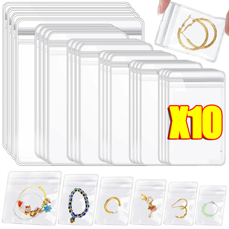 ถุงเก็บเครื่องประดับพีวีซีใส-ถุงซิปปิดผนึก-ป้องกันการเกิดออกซิเดชันกันฝุ่น-สำหรับสินค้าชิ้นเล็ก สร้อยคอ สร้อยข้อมือ ต่างหู-บ้านสก์ท็อปจัด