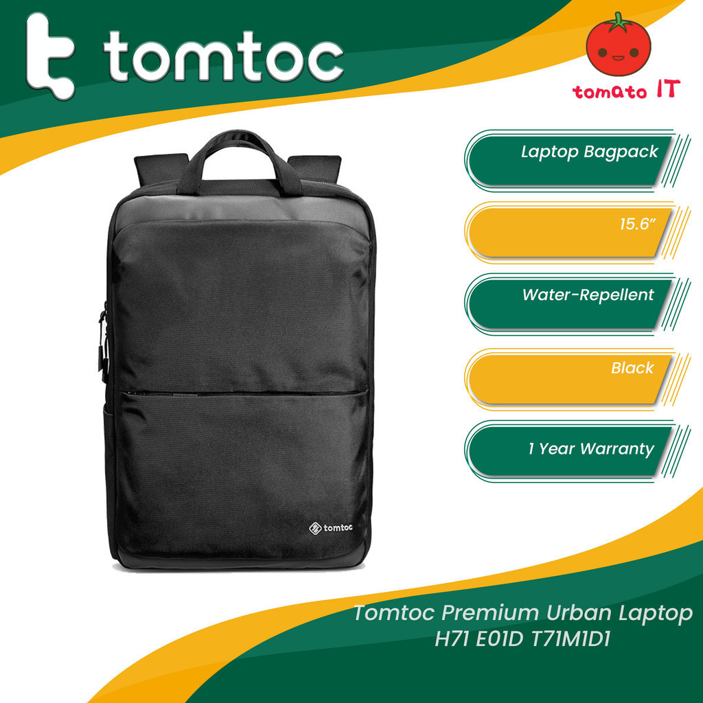TOMTOC Premium Urban Laptop Backpack H71 E01D T71M1D1- 15.6"/Water-Repellent/Black