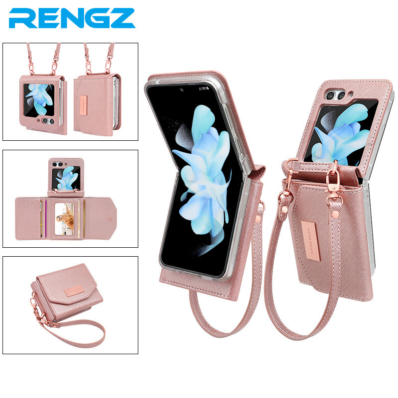 Luken RENGZ Lanyard Holster สําหรับ Samsung Galaxy Z Flip 6 5 4 3 5G กรณีมือถือกระเป๋าสตางค์สําหรับ Z Flip6 Flip5