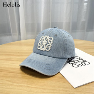 Helolis ปัก Soft Top Denim เบสบอลหมวก Retro Washed All-Match…