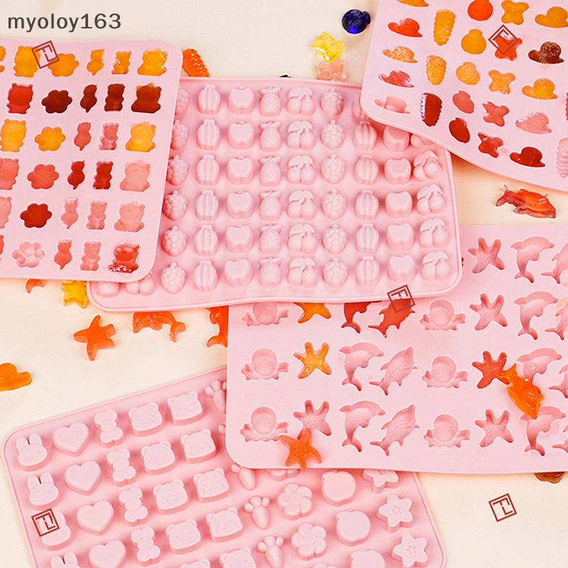 Myoloy ผสมผลไม้สัตว์ซิลิโคนช็อกโกแลตแม่พิมพ์ปลา Fudge Candy Jelly Mould เรขาคณิตหัวใจเค้กตกแต่งเบเกอรี่ถาดน้ําแข็งของขวัญ TH