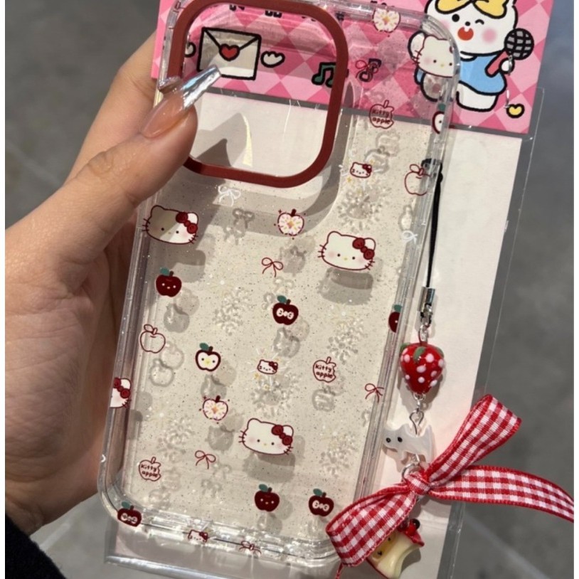เชอร์รี่หวานสตรอเบอร์รี่น่ารHelloKitty เคสIphone 11 13 14 15 Pro Max 12 Pro Max 7Plus X XR XS Max 7 15 14 8 Plus SE 2020