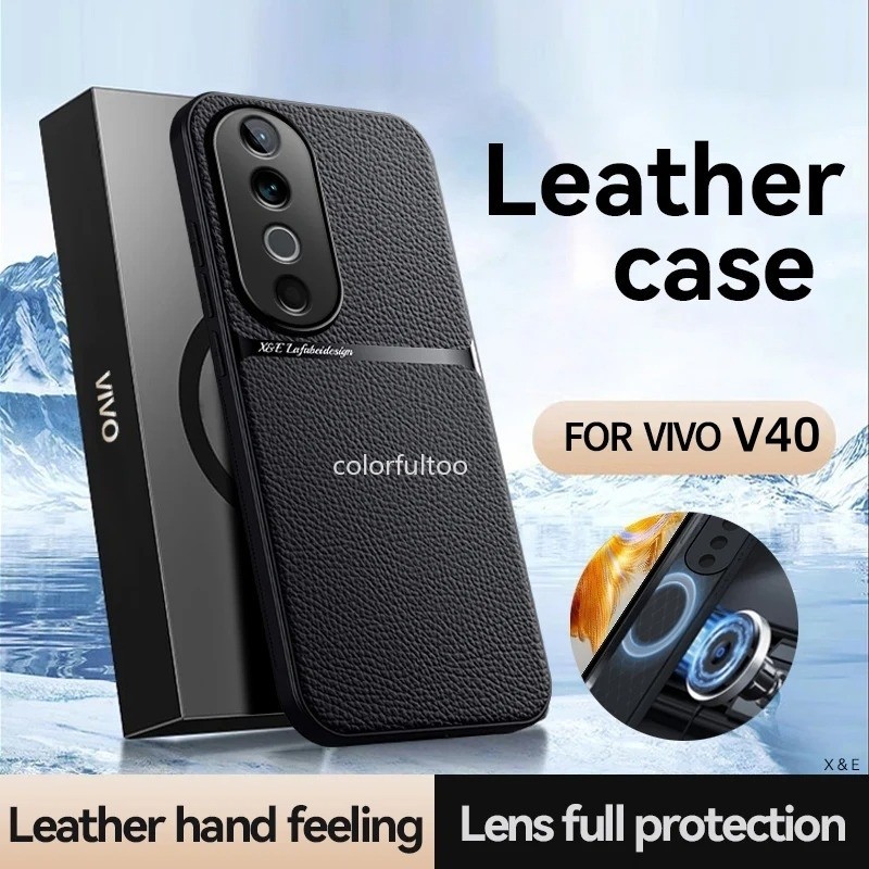 Vivo V 40 5Gเคสโทรศัพท์สําหรับVivo V40 V30 Pro V30Pro V40Pro VivoV40 5G 2024 หรูหราหนังแม่เหล็กผู้ถือรถกันกระแทกปลอกAnti-Fallกันชนกล้องเลนส์ป้องกันปกหลัง