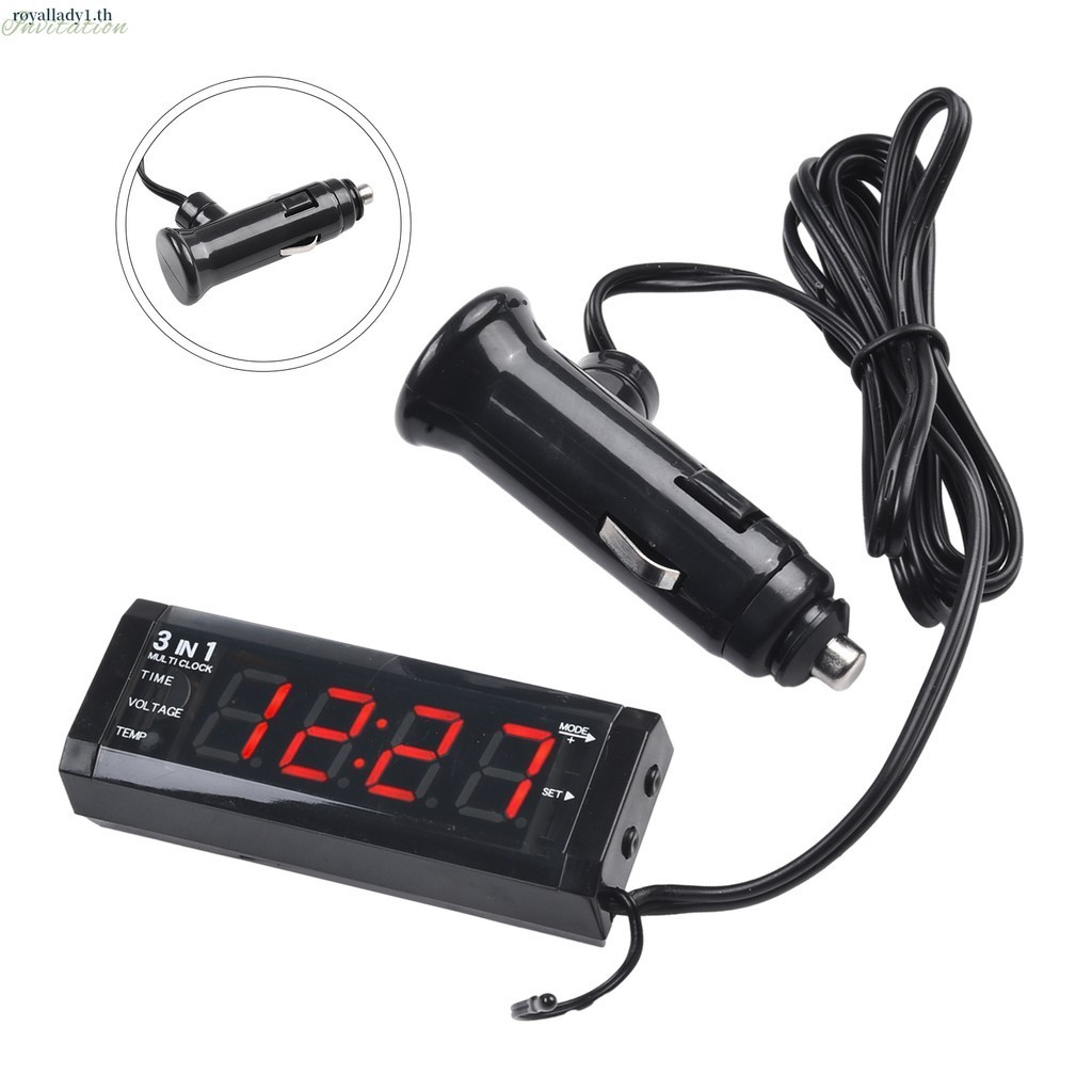 [ในสต็อก] 3-in-1 12V Car Kit LED เครื่องวัดอุณหภูมิ + โวลต์มิเตอร์จอภาพ + นาฬิกาแสดงผลดิจิตอล