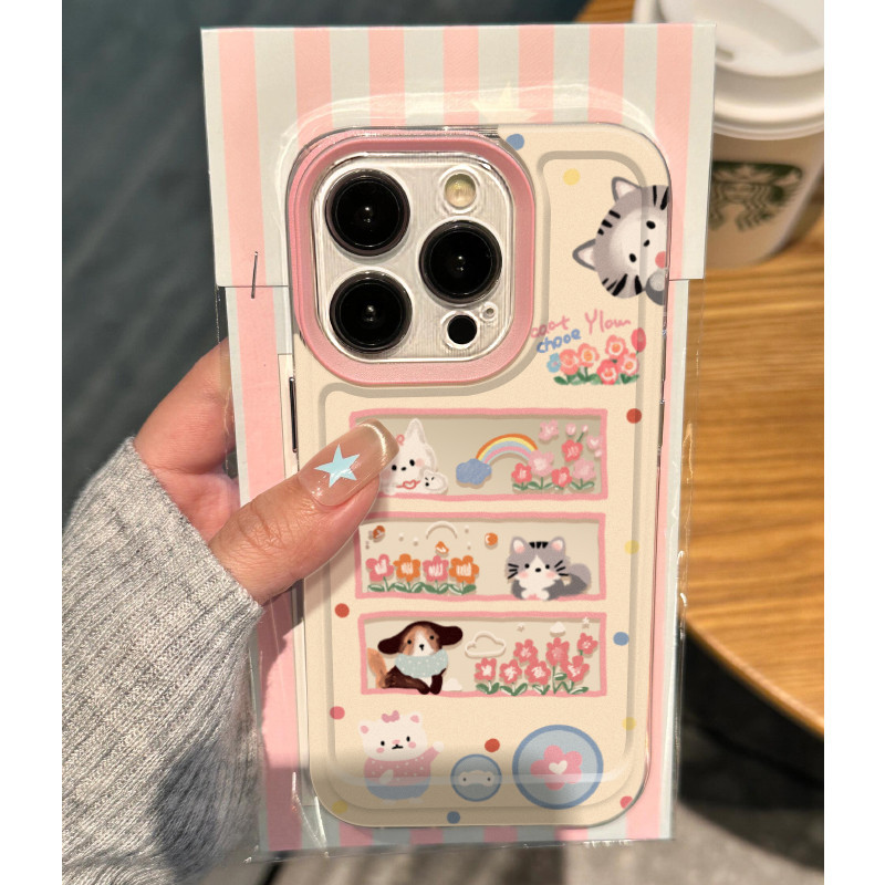 Ins แมวสีชมพูดอกไม้แคปซูลของเล่นโปร่งใสเคสโทรศัพท์สําหรับiPhone 16 Promax 15 Promax 12 13 Mini 14plus 11 Pro Max X XS XR XS Max 7 8 plus Se2020 6G 6Plus