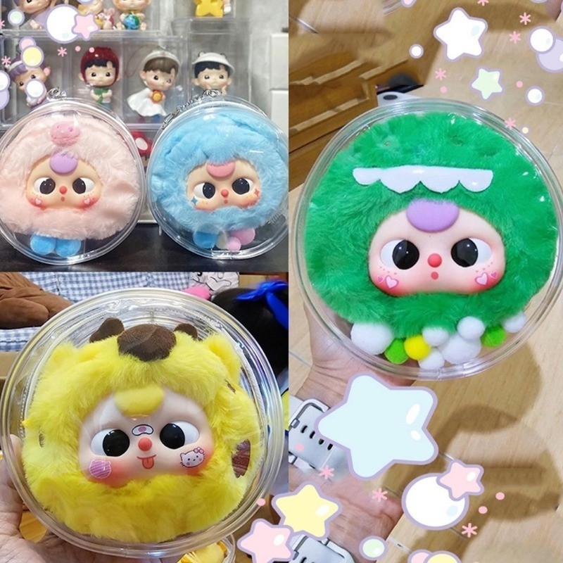 Baby Three Kimmon Labubu 14 ซม.ตุ๊กตา PVC Organizer กล่องมัลติฟังก์ชั่นแบบพกพาโปร่งใส Thicken กระเป๋าเหมาะกับhoth