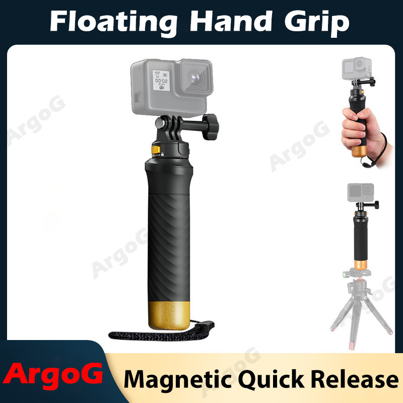 Argog ด้ามจับมือแบบลอยตัวแบบปลดเร็วสําหรับกล้องแอคชั่นแคมเมราด้ามจับกันน้ําแบบแท่งพร้อมสายรัดข้อมืออ