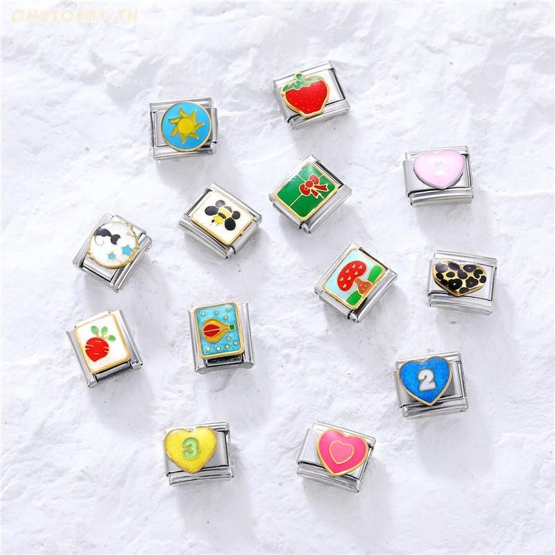 ยอดนิยม Love Unicorn Fruit Dopamine Italian Charm Links Fit สร้อยข้อมือสแตนเลส 9 มม. ทําเครื่องประดับ