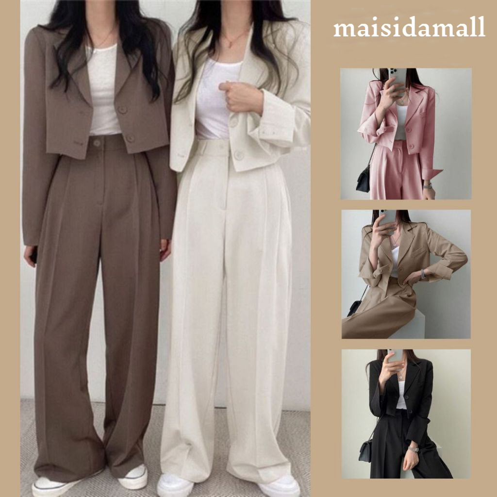 🔥พร้อมส่ง🔥 Msd SUIT-5 ชุดสูทผู้หญิงชุดสูทชุดสูทชุดสูทแขนยาวสีพื้นกางเกงธุรกิจสันทนาการสําหรับผู้หญิง blazer