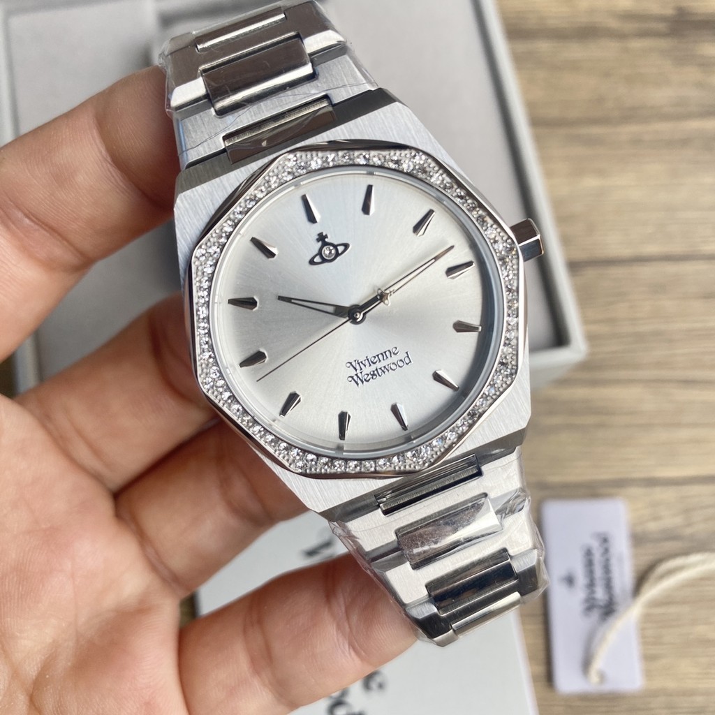 Vivienne westwood White Moon Aperture Diamond Watch 34MM Box