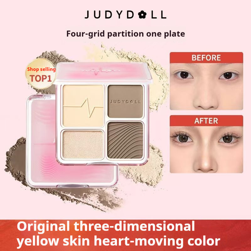 Judydoll High-gloss Contouring All-in-one Palette 高容合一体盘 Natural Matte Brightening สามมิติ Shadow Nose Shadow Powder Contouring Facial Makeup