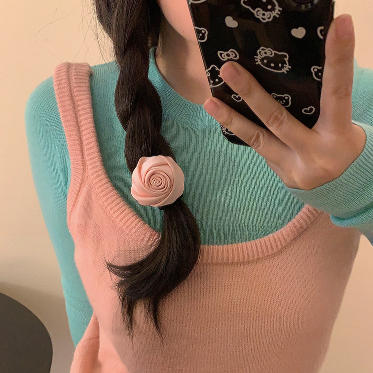 สวยงาม Romatic ยืดหยุ่น roseflower ยางรัดผม ยางรัดผม ยางรัดผมหางม้า - รูปที่ 6