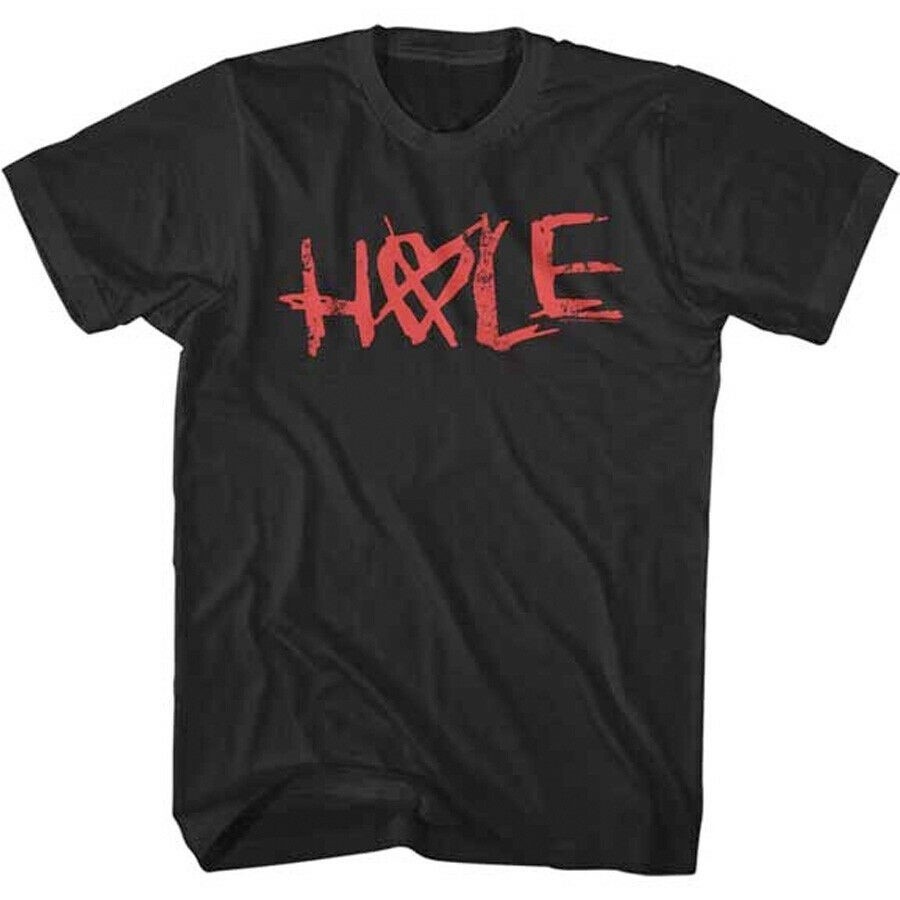 Hole-Courtney Love-Pretty Logo สีดําบุคลิกภาพผ้าฝ้าย 100% Gildan เสื้อยืด