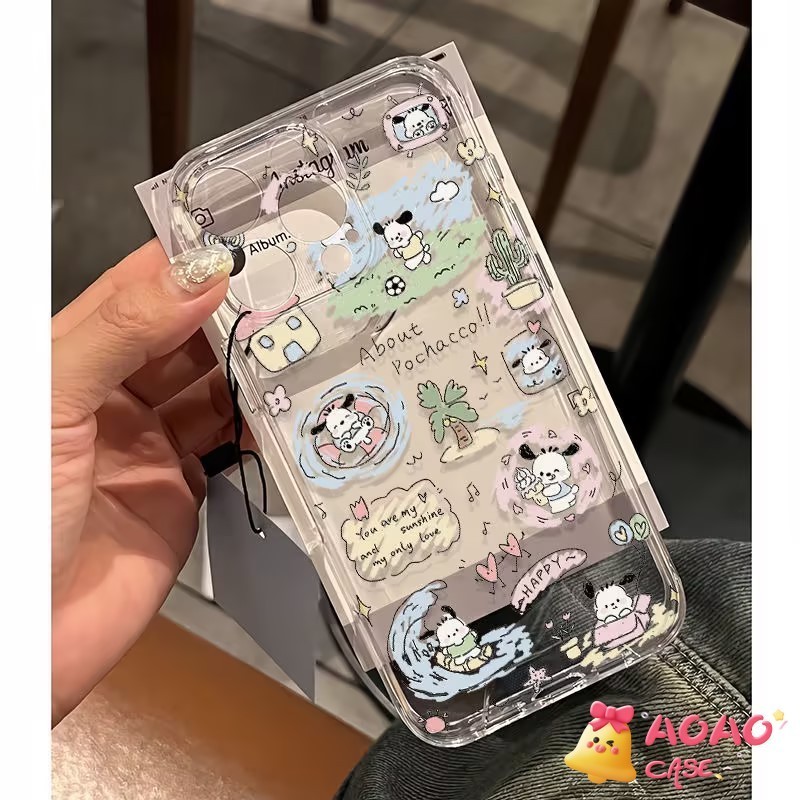 โชคดีมีความสุขที่น่ารัก Pochacoo อ่อนนุ่ม เคสไอโฟน 11 12 13 15 14 Pro Max XR 7Plus 8Plus 6 6s 7 8 Plus X XS Max SE 2020