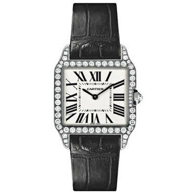 Cartier Cartier Santos Series 18K White Gold Back Diamond English Womens Watch W2009451