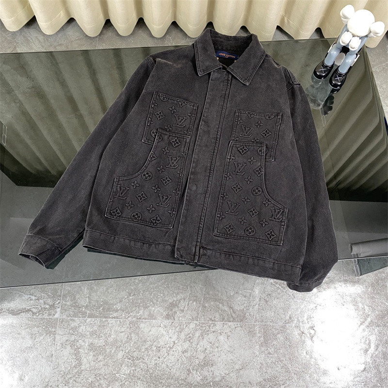 Fashion 6L05V เสื้อแจ็คเก็ตผู้ชายและผู้หญิง กระเป๋านูน เหล็ก เสื้อโค้ทยีนส์ลําลองสําหรับเล่นกีฬา