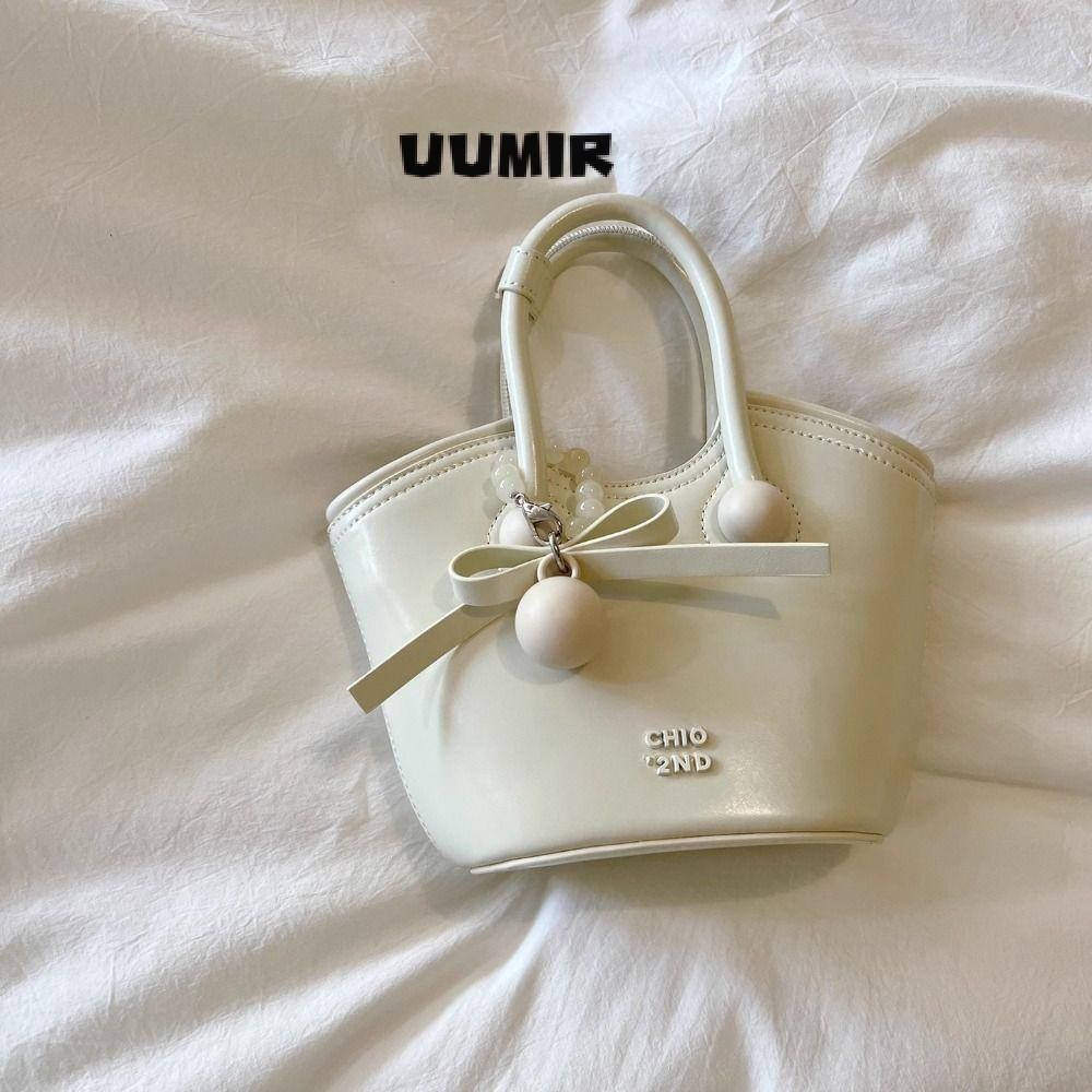 UUMIR กระเป๋าสะพายข้าง, เชอร์รี่พร้อมลูกปัดจี้กระเป๋าสะพาย, กระเป๋าโท้ทมัลติฟังก์ชั่นความจุขนาดใหญ่น่ารัก